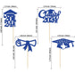 Gyufise 24Pcs 2024 Graduation Cupcake Toppers Deep Blue Glitter Class Of 2024 Diploma Congrats Grad Cap Cupcake Picks 2024 Gradu
