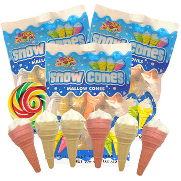 Mallow Cones Marshmallow Candy, Fluffy Marshmallows With Crunchy Cake Cone, And Individually Wrapped Candies, Pack Of 3, 1.13 Ou