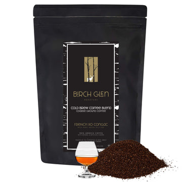 1 Lb French Xo Cognac Flavored Cold Brew Coffee Blend, Coarse Ground Colombian - Birch Glen Roasters - 16 Oz Resealable Bag Main