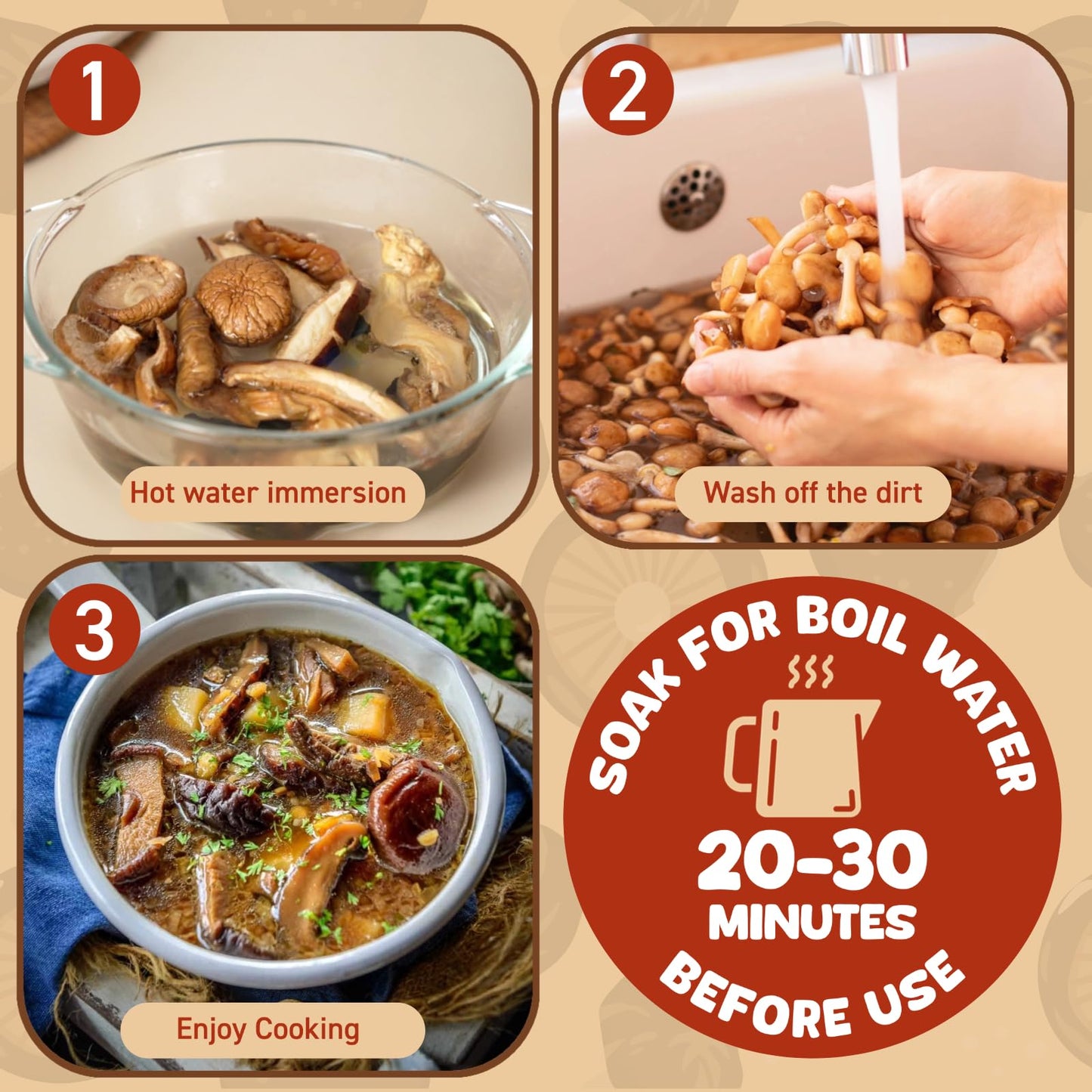 5 Kinds Dried Mixed Wild Mushrooms For Cooking, 5Oz(140G) Dehydrated Mushrooms Including Porcini Shiitake Oyster Portobello Fung