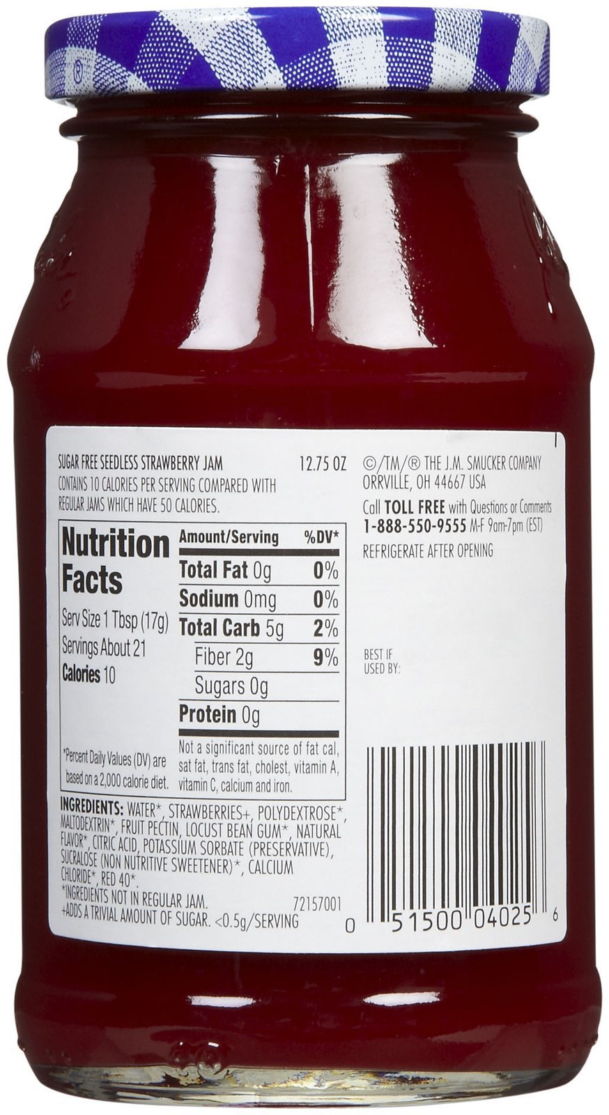 Sugar Free Seedless Strawberry Jam, 12.75 Ounce (Pack of 2)