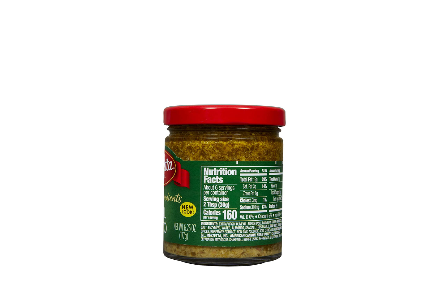 Mezzetta Artisan Ingredients Basil Pesto 6.25 Ounce Jar - Traditional Italian Pesto Alla Genovese With Fresh Basil, Parmesan & P