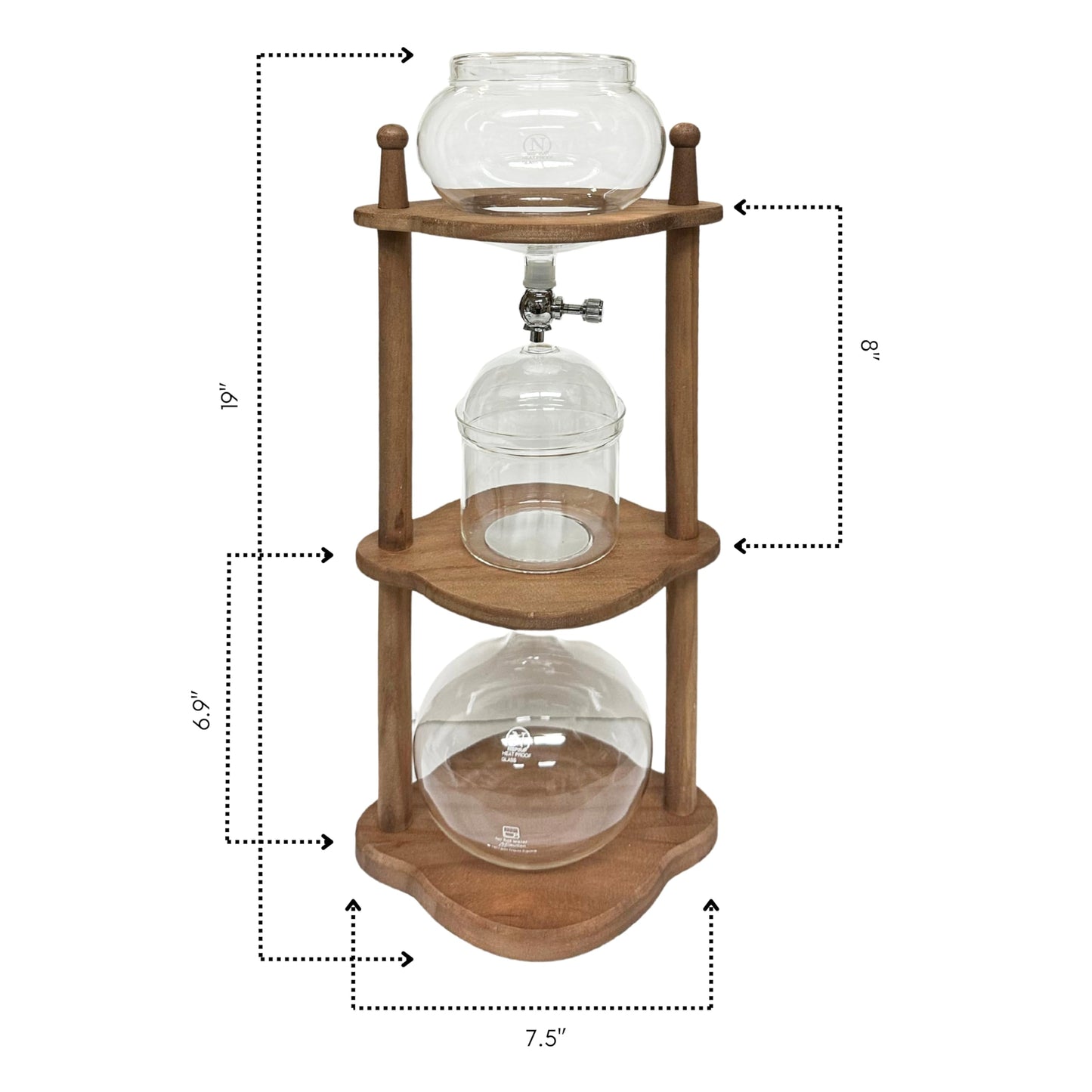 Nispira Cold Brew Coffee Maker Ice Coffee Drip Machine With Advanced Slow Drip Technology Borosilicate Glass With Wood Tower, 6-