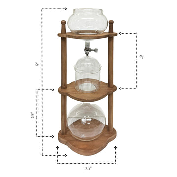 Nispira Cold Brew Coffee Maker Ice Coffee Drip Machine With Advanced Slow Drip Technology Borosilicate Glass With Wood Tower, 6-