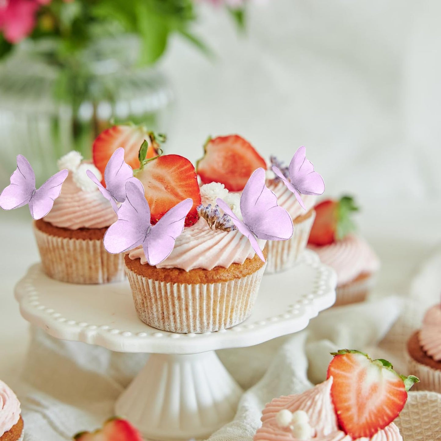 Tiesome 48 Pcs Edible Butterflies For Cake Decorating, Vivid Butterfly Cake Topper Butterfly Cupcake Decorating For Wedding Birt
