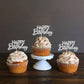 Ercadio 24 Pack Happy Birthday Cupcake Toppers Silver Glitter Assembled Birthday Cupcake Picks Birthday Cake Picks For Baby Show