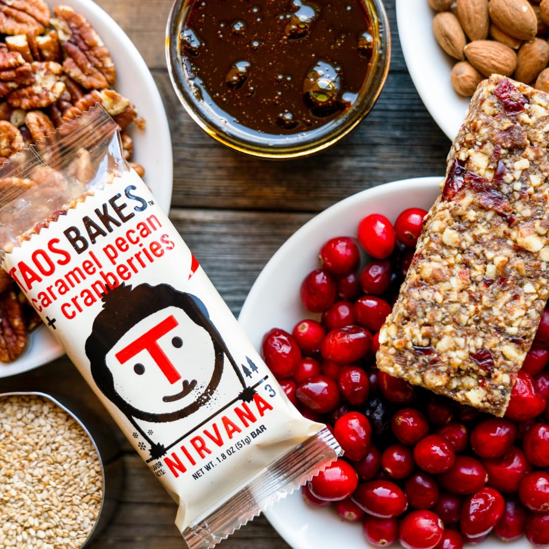 Taos Bakes Breakfast Bars - Caramel Pecan & Cranberries - Gluten Free - 12 Pack (1.8oz Bars)