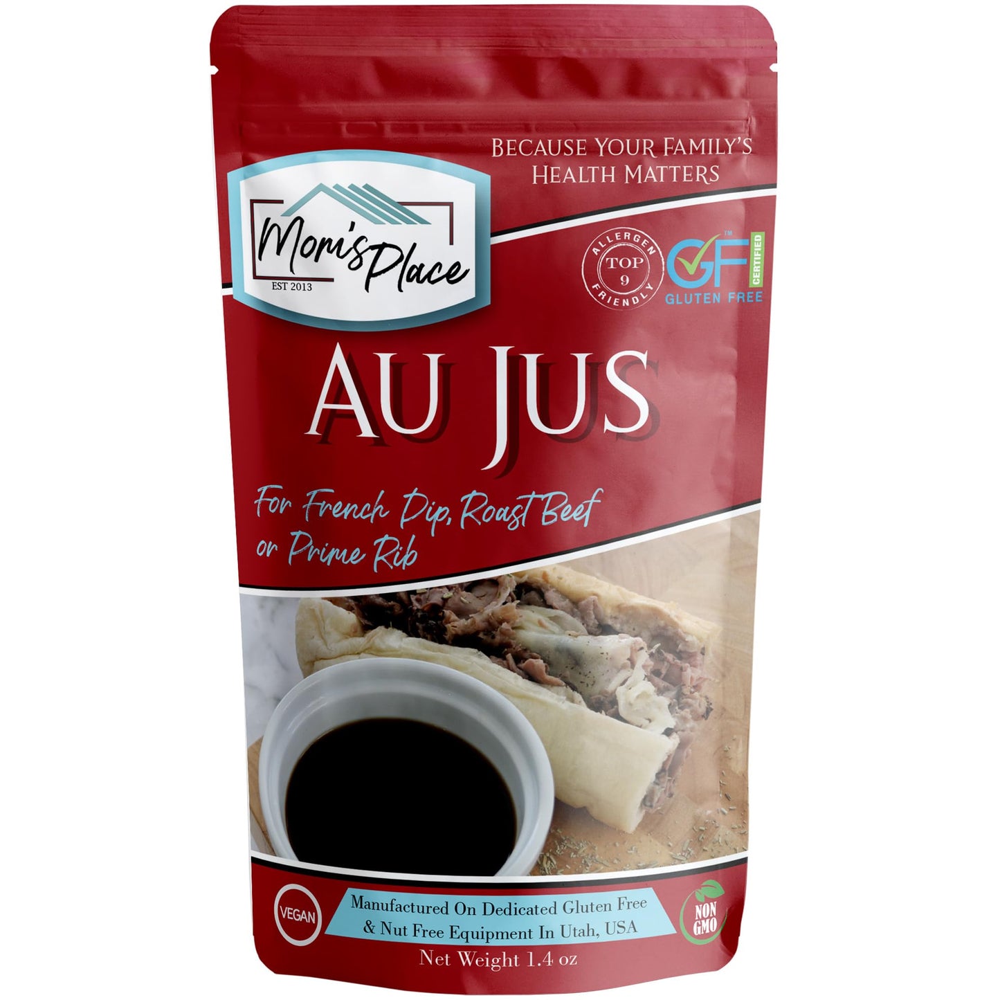 Moms Place Gluten-Free & Dairy Free Au Jus Mix, Vegan, Nut & Soy Free, 1.4 oz.