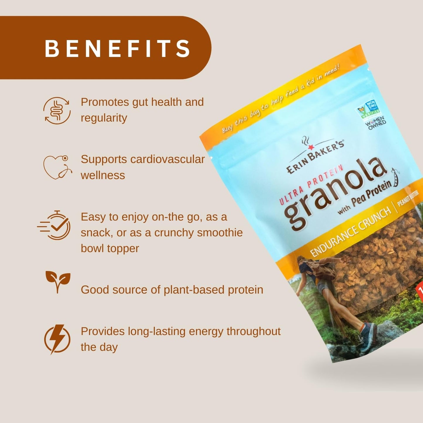 Erin Baker'S Homestyle Granola Cereal With Ancient Grains, Endurance Crunch - Made From Natural Ingredients, Source Of Plant-Bas