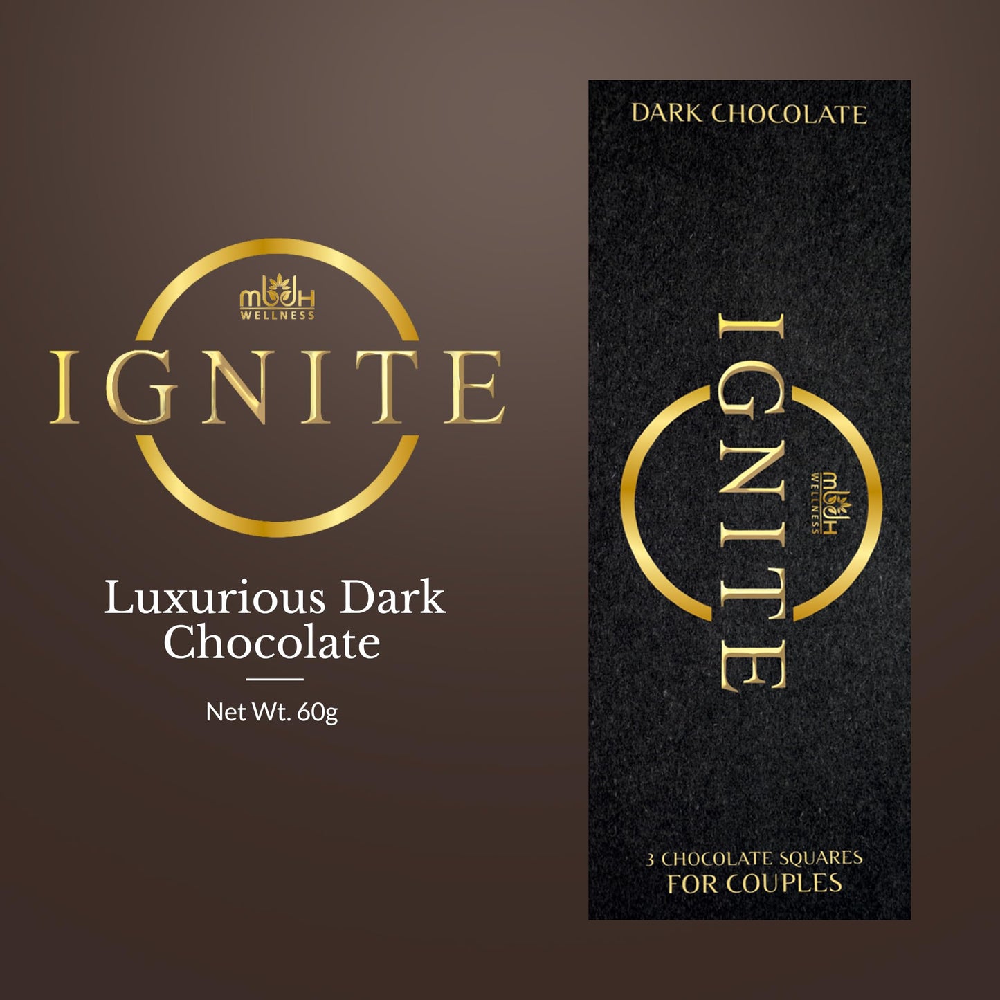 Ignite Dark Chocolate Bars - Premium 60% Cocoa Squares For Couples - Luxurious Dark Chocolate Crafted For Shared Moments, Specia