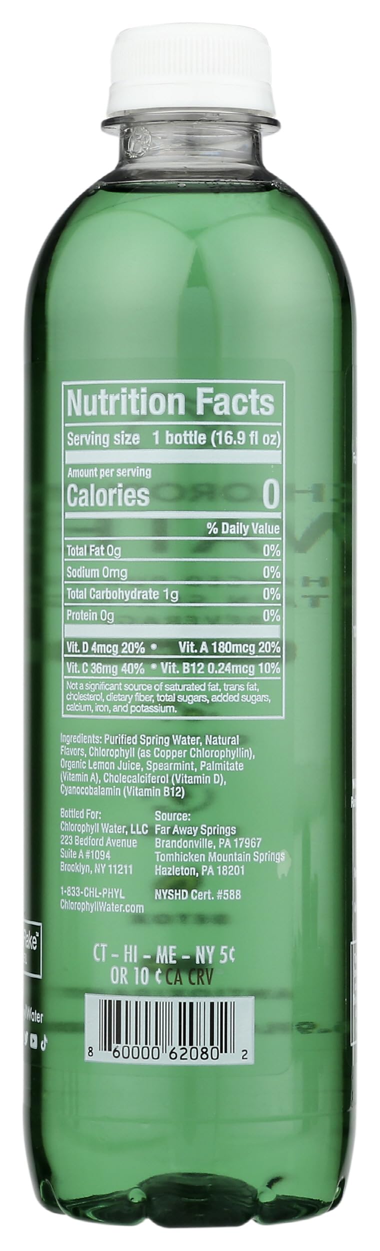 Chlorophyll Water - Water Chlorophyll - Case Of 12-16.9 Fz