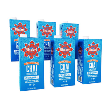 Bhakti Chai Fresh Ginger & Black Tea Concentrate, Original, Vegan, Organic, Fair Trade, Kosher, Gluten-Free, & All-Natural Clean