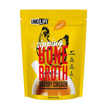 Lonolife Chicken Bone Broth Powder Mix | 10G Protein | Collagen-Rich, Keto & Paleo Friendly | Natural Ingredients | 8Oz Bulk Con