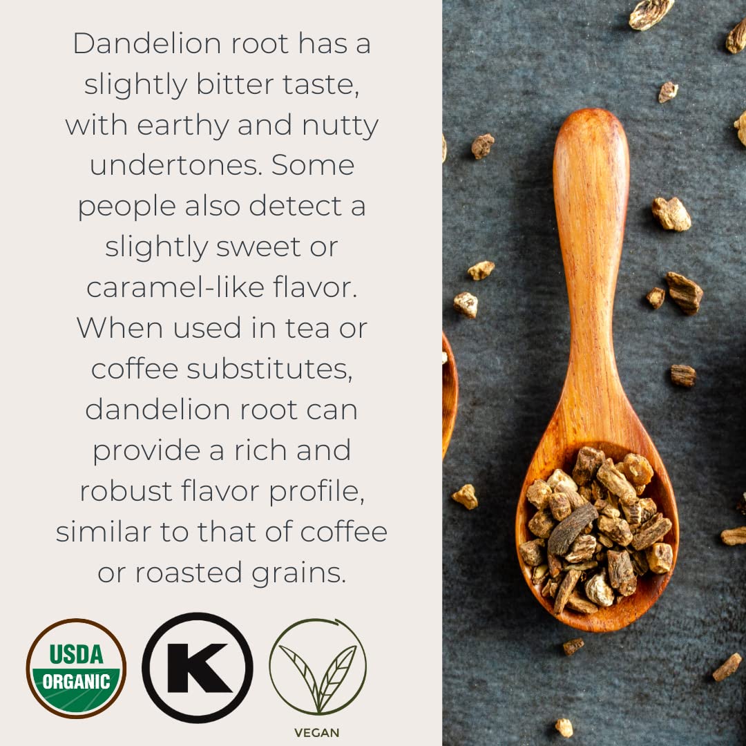 Starwest Botanicals Organic Dandelion Root Loose Leaf Herbal Tea, Cut & Sifted, Caffeine-Free, 1 lb Bag