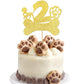 1 PCS 2nd Birthday Cake Topper with Gold Glitter Dog Paw Two Years Old Birthday Puppy Dog Bone Cake Pick for Let's Pawty Baby Sh