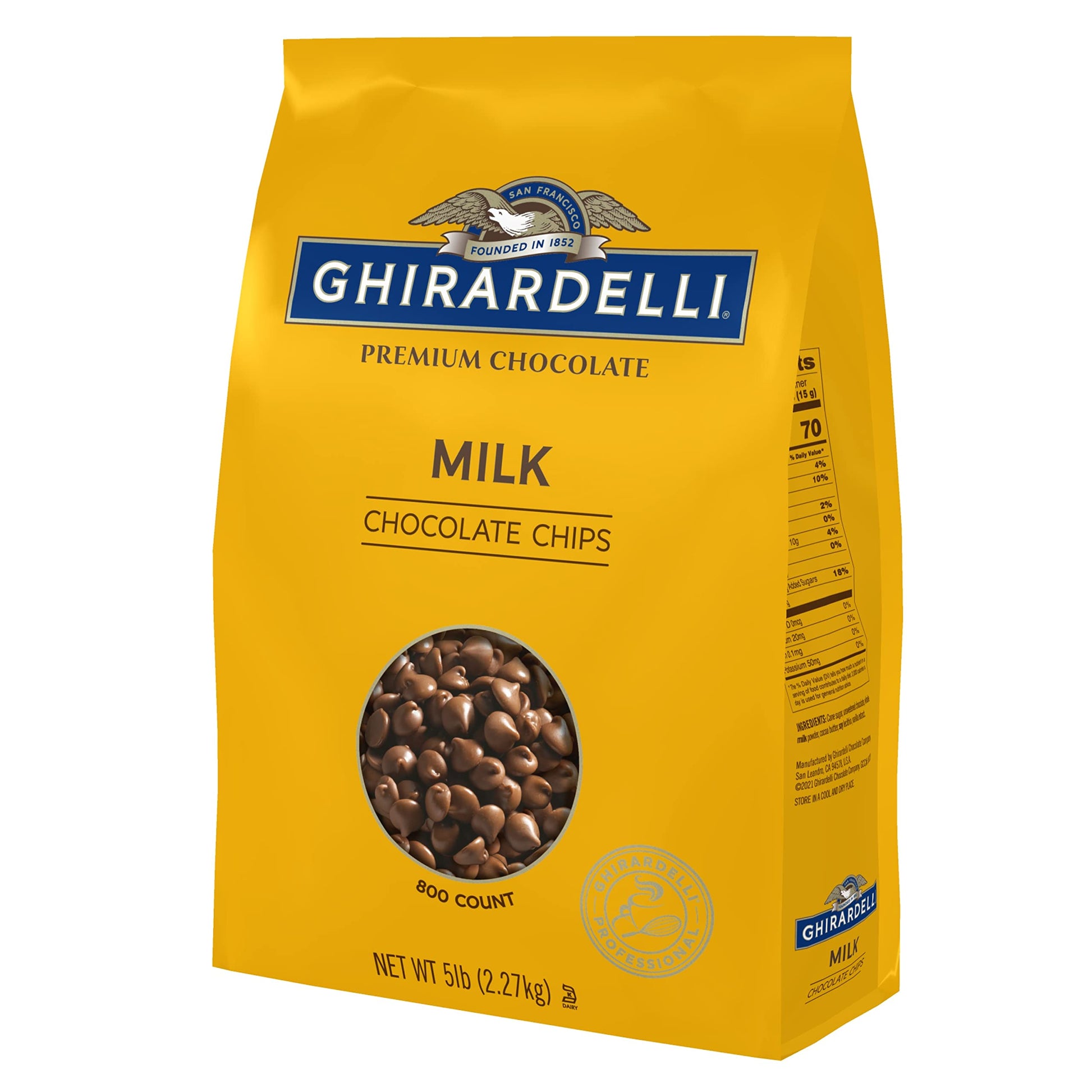 Ghirardelli Milk Chocolate Chips, 800 per lb, 5 lb (Pack of 2)