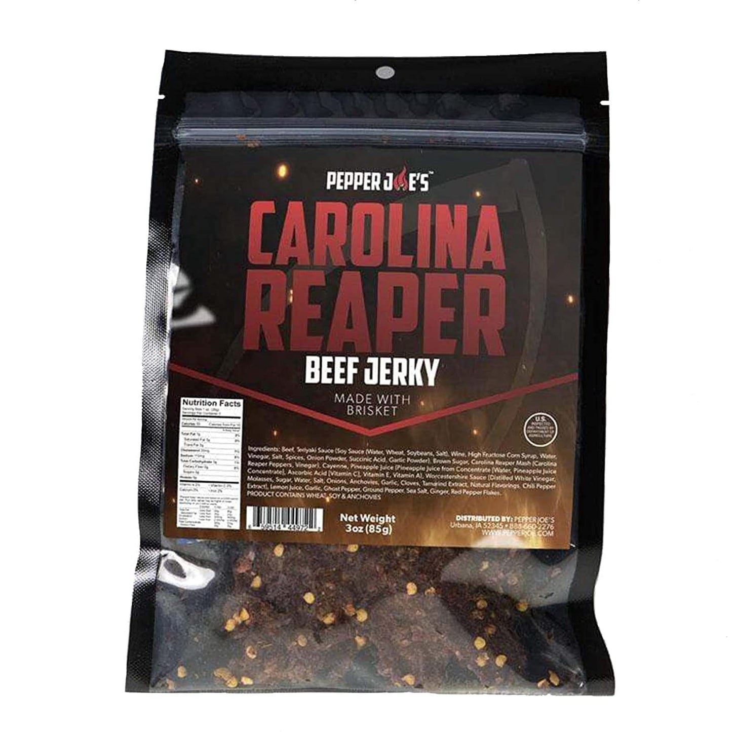 Pepper Joes Carolina Reaper Beef Jerky - Dangerously Delicious Spicy Beef Jerky With Worlds Hottest Pepper And Premium Brisket C