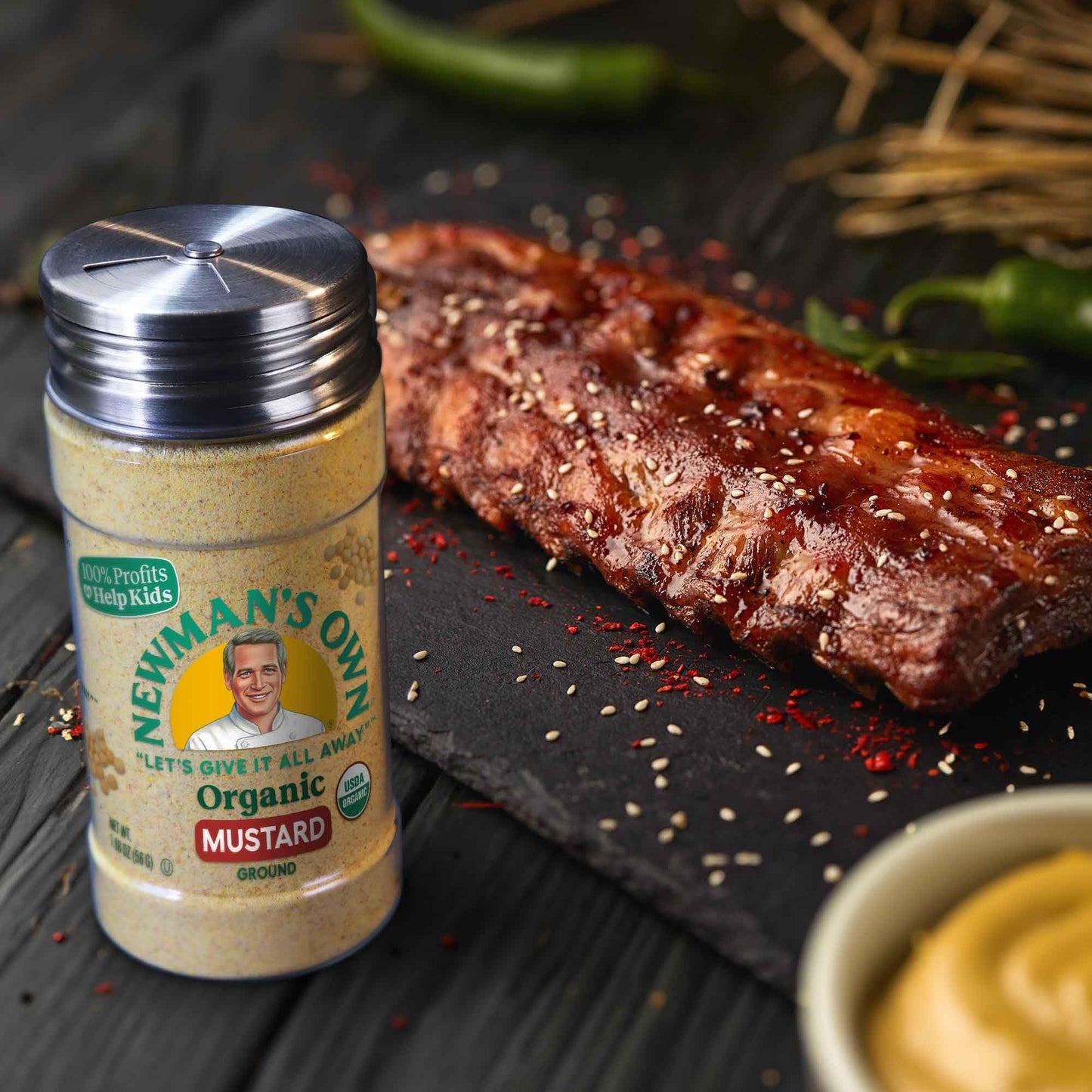 Newman'S Own Organic Ground Mustard; Great On Marinades And Dressings; Usda Certified Organic, Non-Gmo, Kosher, 1.98 Oz. Bottle