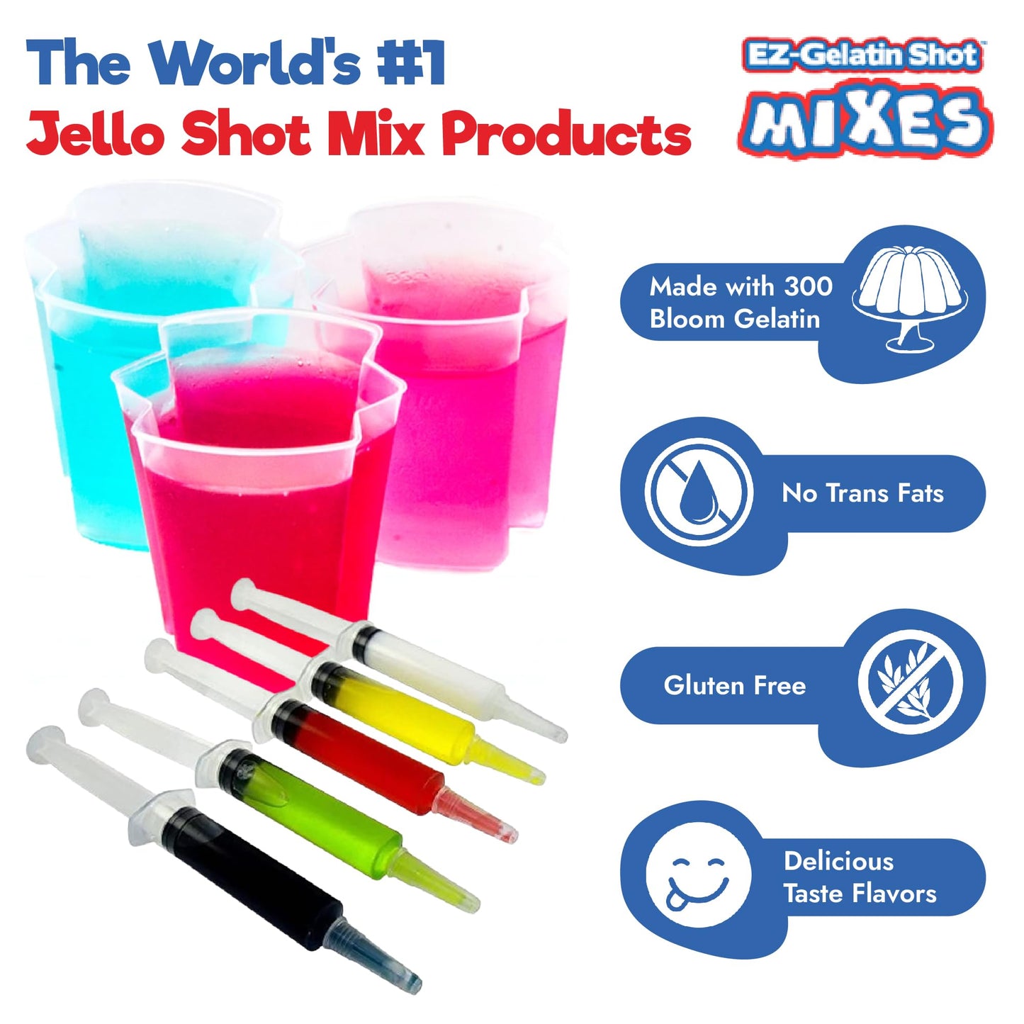 EZ-SQUEEZE Razzle Dazzle Jello Shot Mix - Premium Gluten-Free Gelatin Powder - 6.78 oz Pack