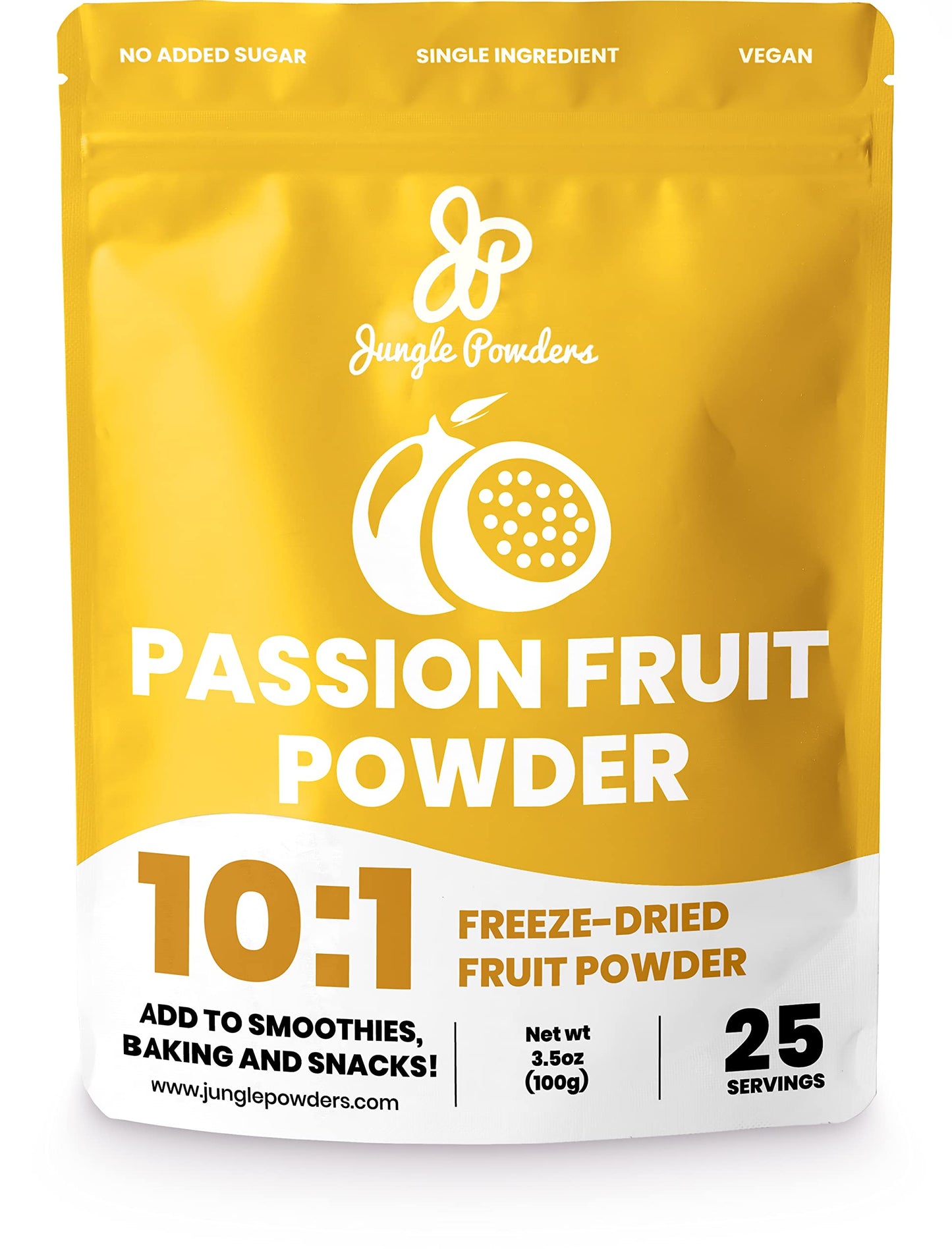 Jungle Powders Passion Fruit Powder 3.5 Ounce, Freeze Dried Passion Fruit Puree Powder For Baking Smoothies Lilikoi Granadilla A