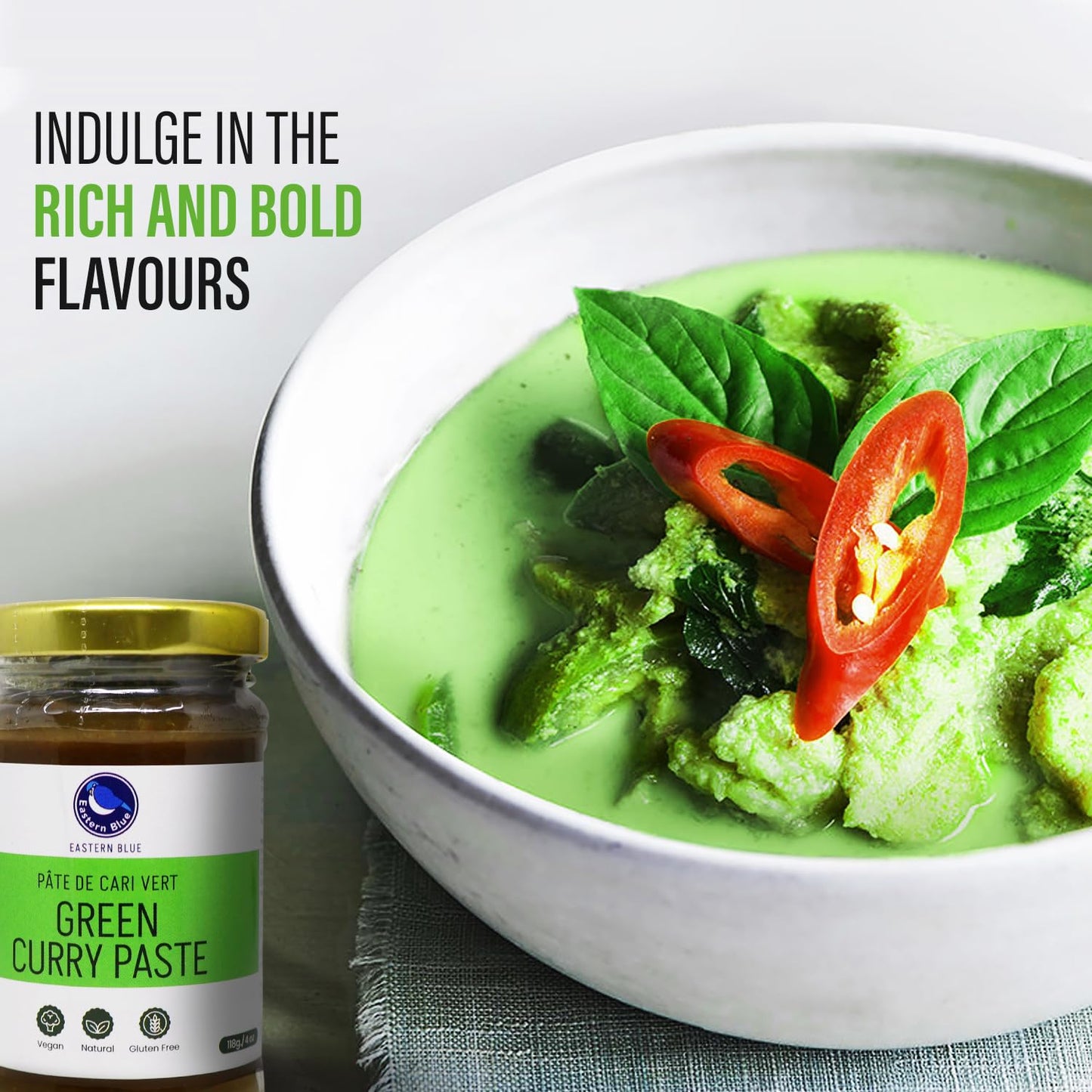 Green Curry Paste: Eastern Blue Thai Curry Paste Varieties, Red Curry Paste, Yellow Curry Paste, And Panang Curry Paste. Elevate