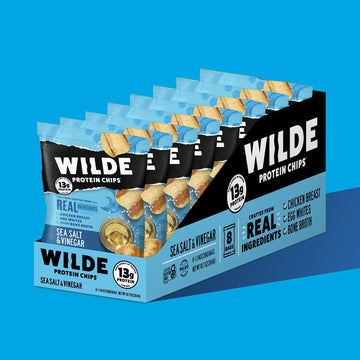 Wilde Protein Chips, Sea Salt And Vinegar (1.34 Ounce Bags, Pack Of 8 Bags)