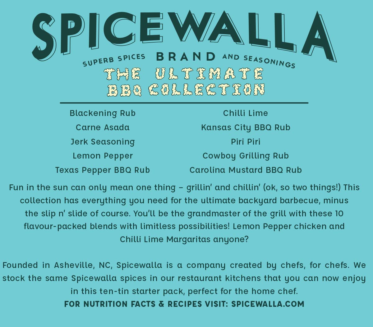 SPICEWALLA Ultimate Backyard BBQ Rub Collection - 6 Pack, 1.44 Ounce Each, Perfect for Grilling and smoky aroma
