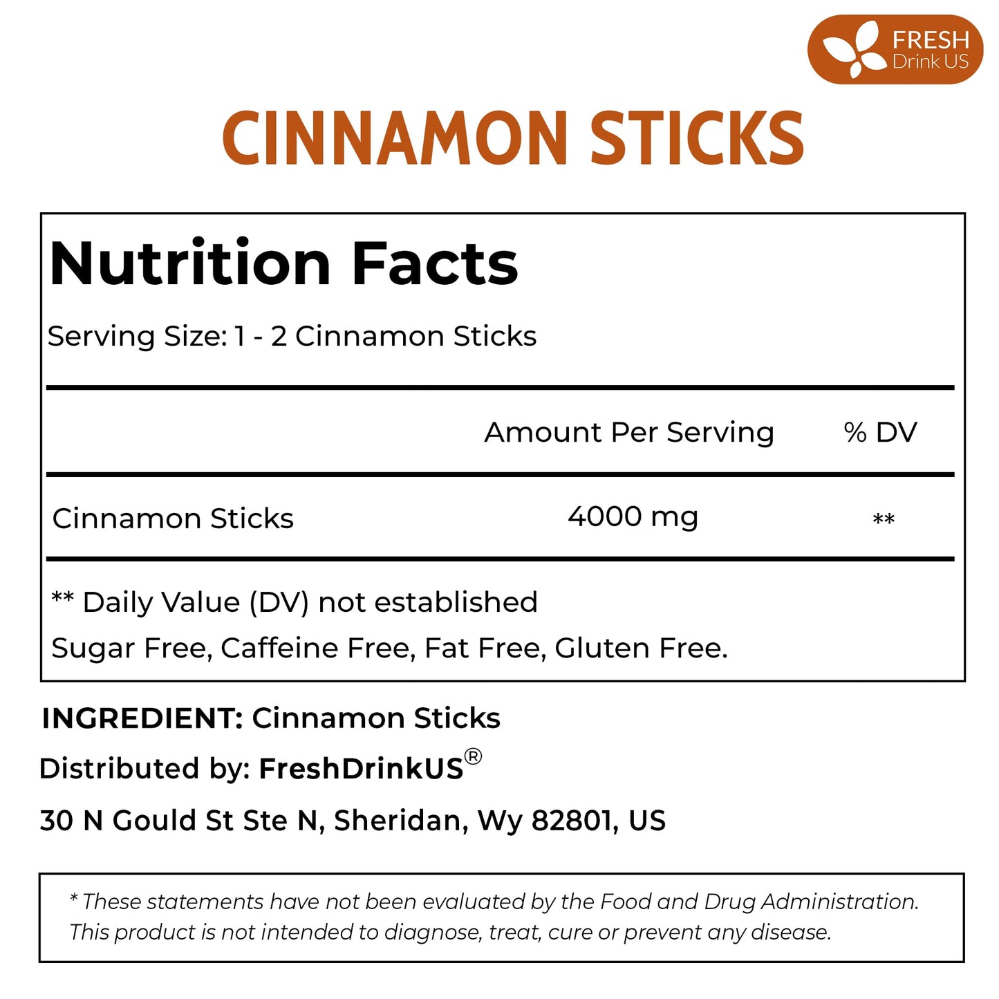 FreshDrinkUS  enhanced 75+ Cinnamon Dried Sticks  Whole Sticks  100% Natural & Pure Cinnamon Inner Bark  Raw Spice Flavor & Strong Aroma  Herbal Tea  Perfect for Warm Beverages