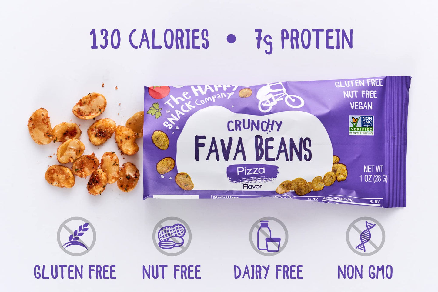 The Happy Snack Company Fava Beans Variety Pack 24 X 1 Oz (Smoky Bbq Flavor And Pizza Flavor).Gluten Free. Nut Free. Dairy Free.