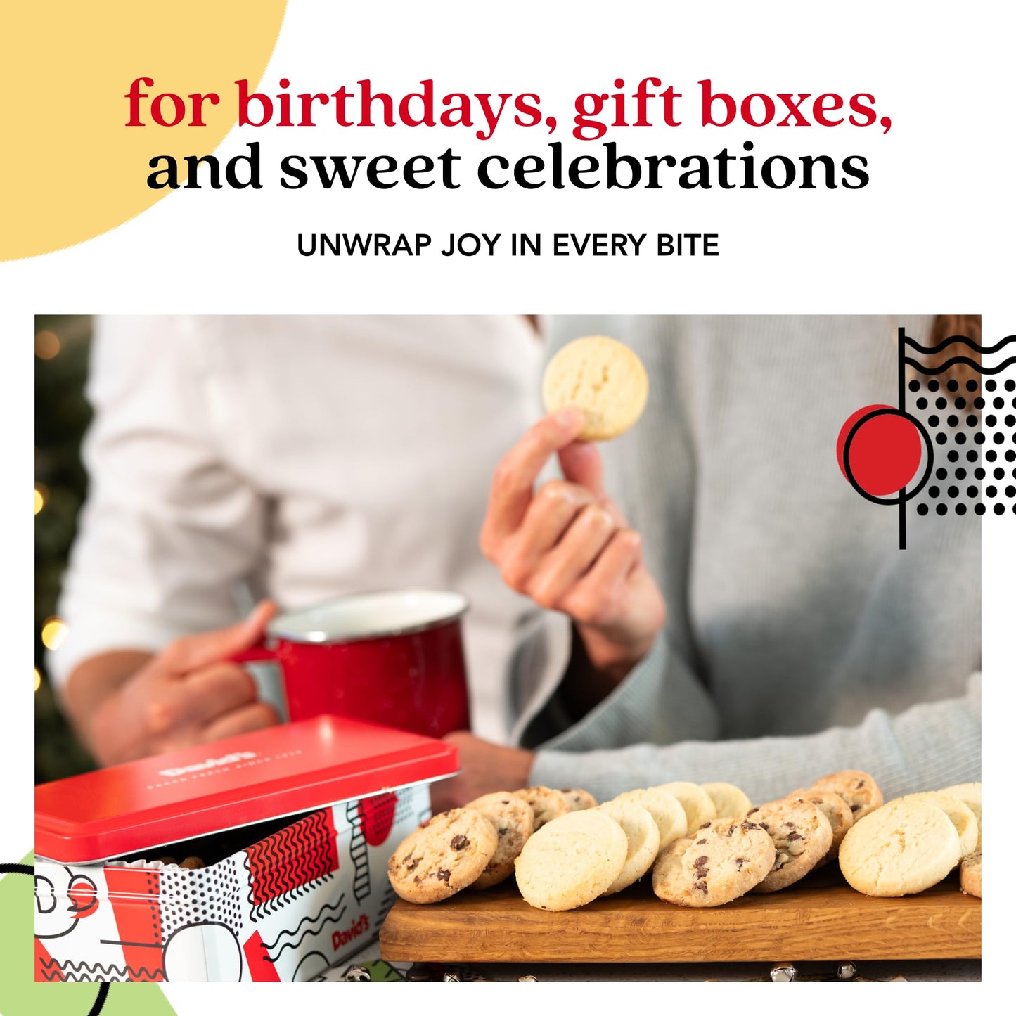Davids Cookies Happy Birthday Gift Sampler Tin – Crunchy Gourmet Cookies – Bakery Snack Gift For Birthdays, Celebrations And Special Occasions – Shortbread Cookies