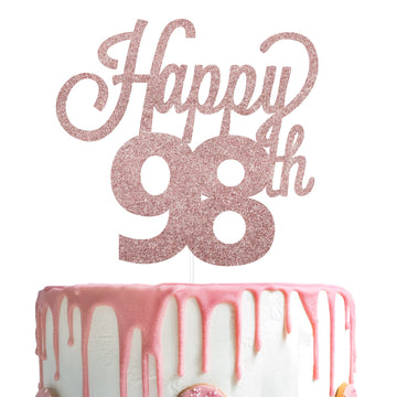 Lingteer Happy 98Th Birthday Cake Topper - Cheers To 98Th Birthday 98 Years Old Birthday Party Cake Decorations Sign.