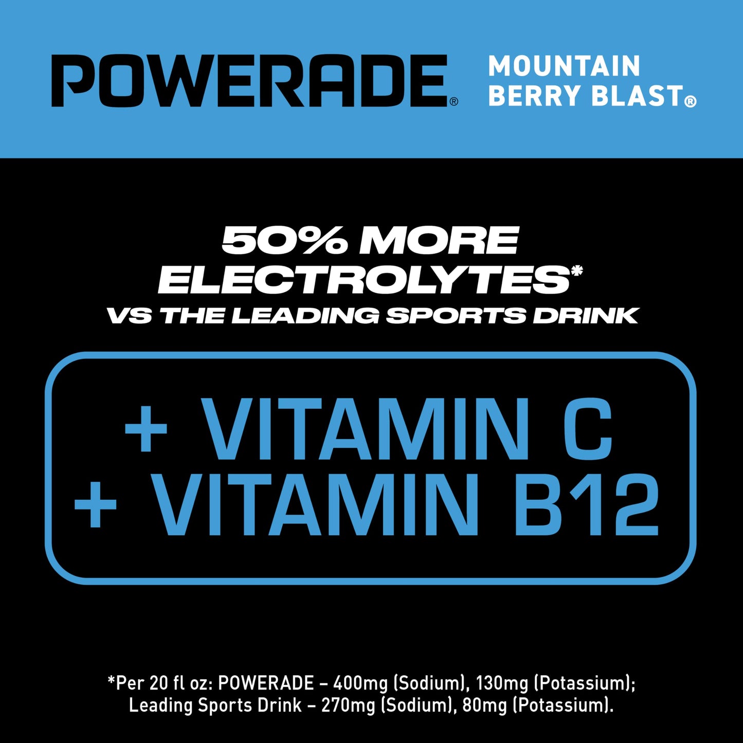 Powerade Sports Drink Mountain Berry Blast, 20 Ounce (Pack Of 24)
