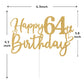 Sriburcio Gold Glitter 64th Birthday Cake Topper, Cheers to 64 Years, Model SH--1104, Party Decoration