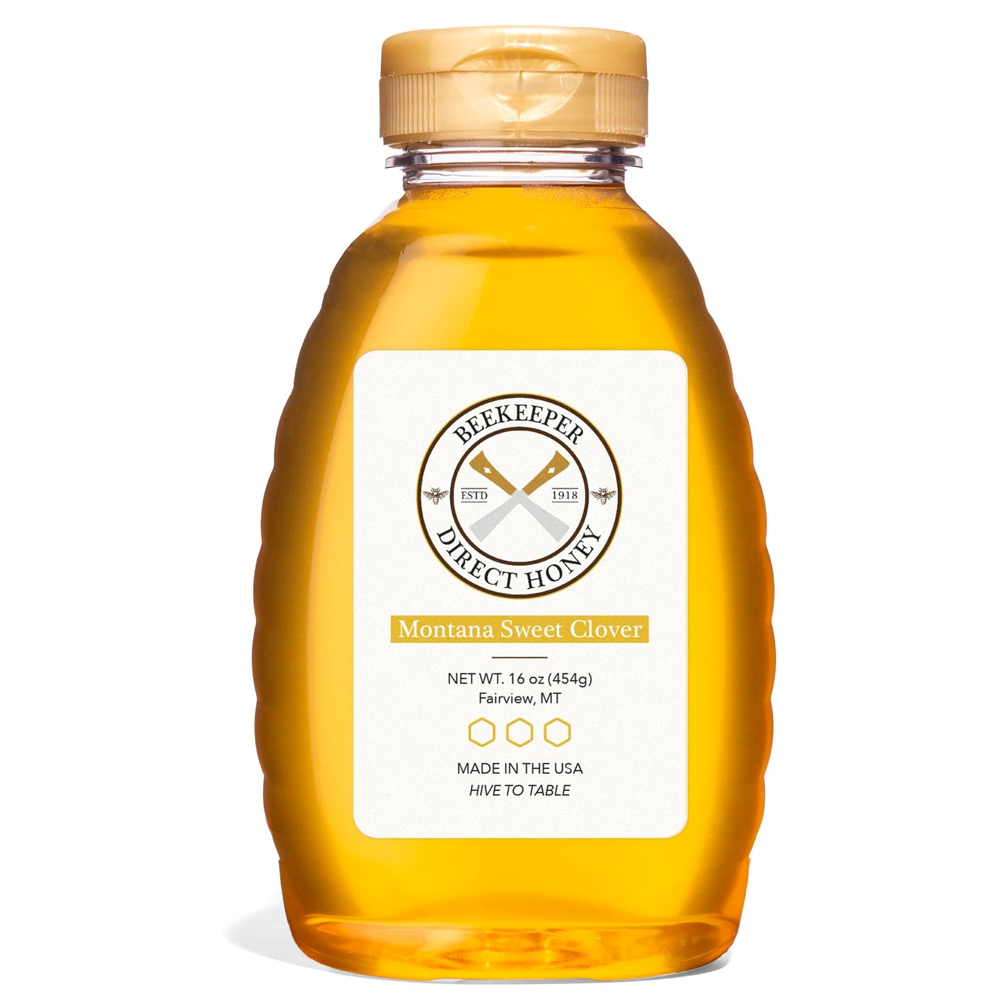 Beekeeper Direct Raw Unfiltered Honey - Non-GMO Pure Gourmet Honey - 16 Ounce Squeeze Bottle - Sweet Clover Flavor