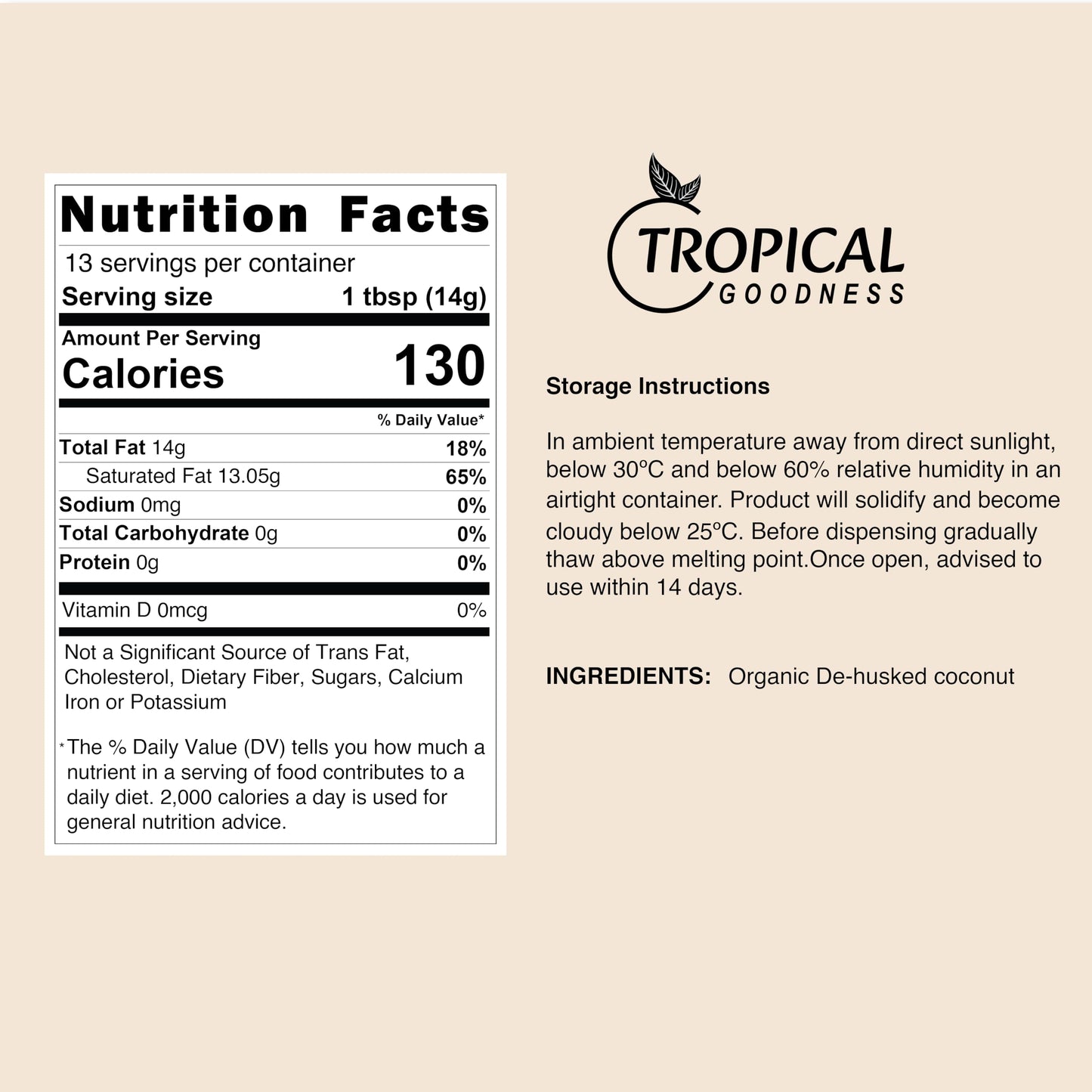 Tropical Goodness Organic Liquid Coconut Oil 16oz - Glass Jar - No Plastic, Cold Pressed, Non-GMO, Gluten-Free, for Cooking, Bak