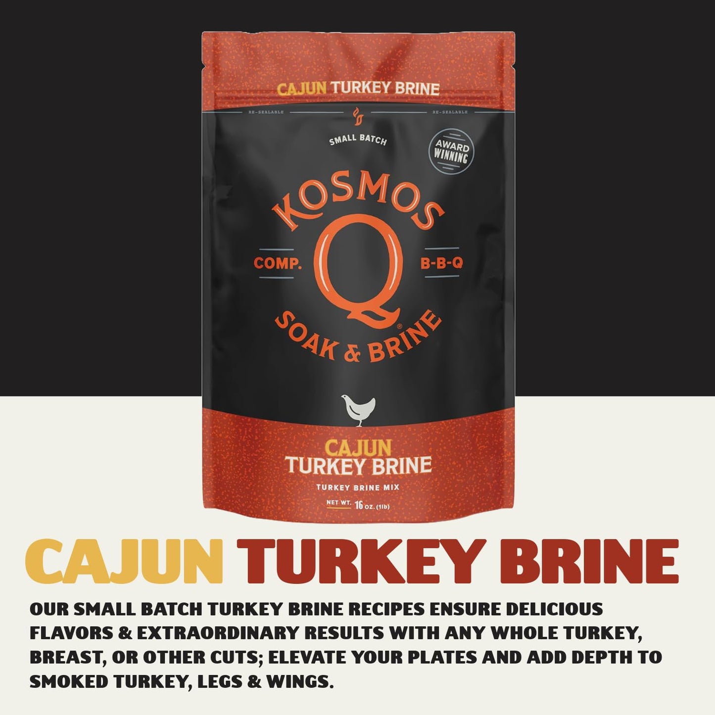 Kosmos Q Cajun Turkey Soak & Brine, Fiery Brown Sugar & Worcestershire, 16 Oz