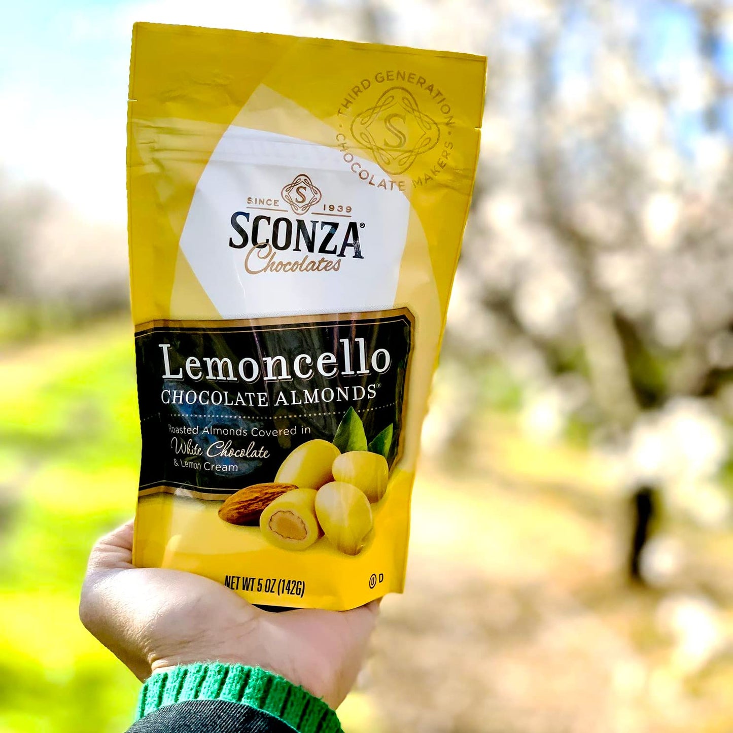 Nutic Lemoncello Chocolate Covered Almonds - 5 Oz Bags, 6 Pack, White Chocolate and Lemon Creme Candy Snack