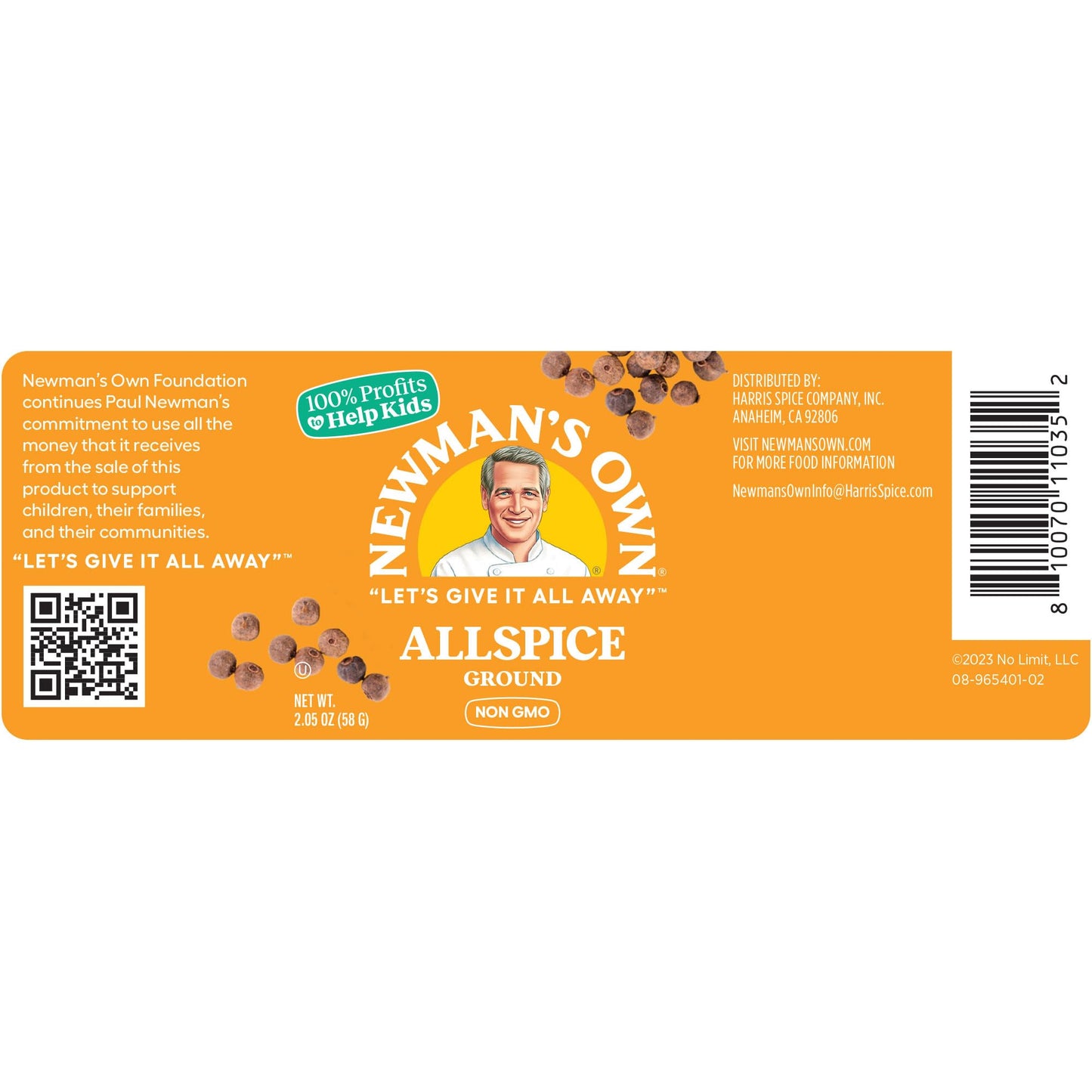 Newman's Own Allspice, Great for Baking, Sauces, Marinades, Curries, Non-GMO, Kosher certified, 2.05 Oz. Bottle