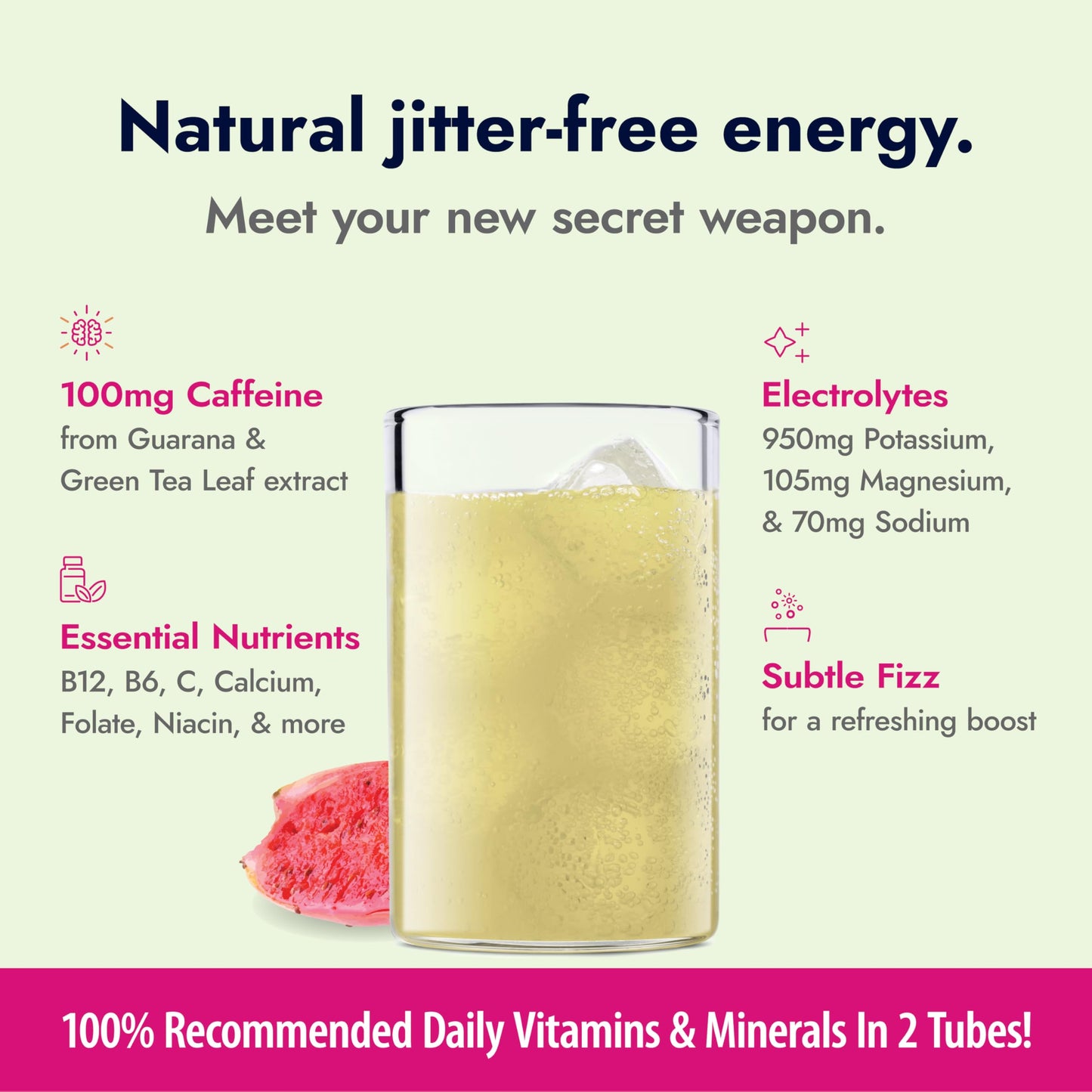Zipfizz Daily Energy Drink Powder, Sugar-Free, Electrolyte Powder, Prickly Pear, 20 Pack (0.39 Ounce Each)