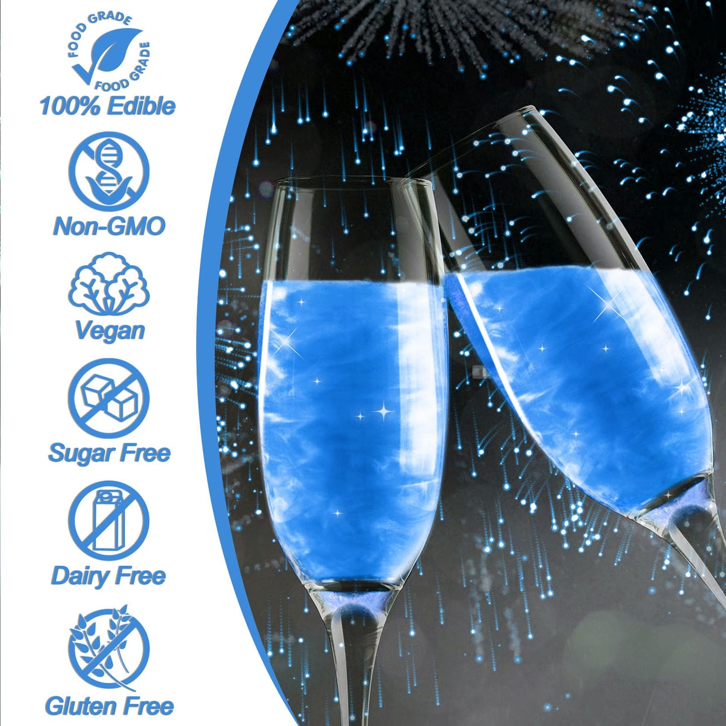 Edible Glitter - Sea Blue Luster Dust Edible For Drinks Cakes, Food Grade Cake Decorating Shimmering Glitter, Sprinkle Powder Fo