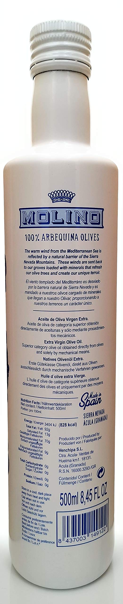 Molino 100% Arbequina Extra Virgin Olive Oil From Spain, 500Ml Bottle