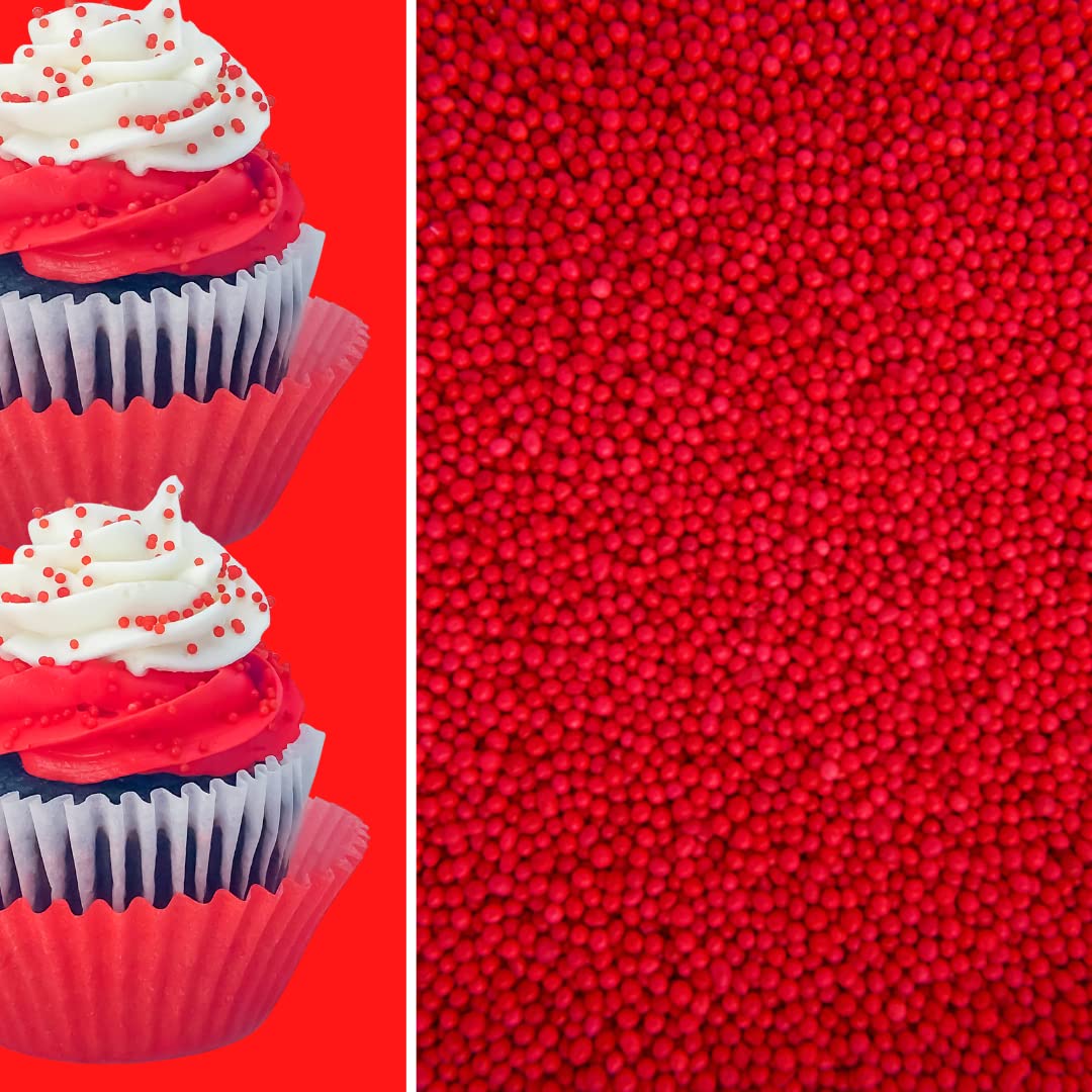 Sprinkle Deco Nonpareils Sprinkles Toppings for Cakes, Cookies, Cupcakes, Ice Cream - 6oz Bag - Red, White, Blue, Orange, Yellow, Black, Green