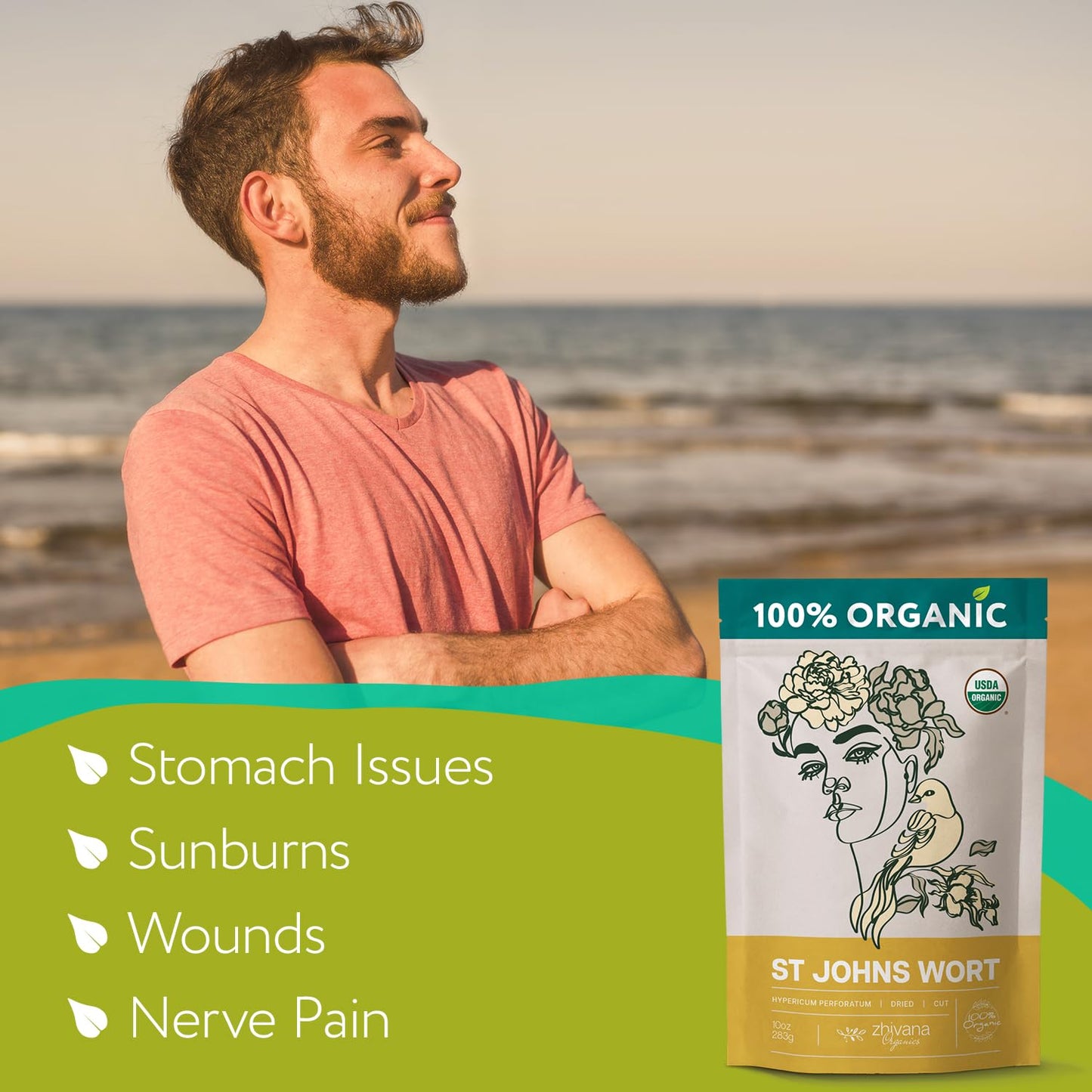 Super Value Pack 5 Lb - Organic St Johns Wort Tea - Saint Johns Wart - Stress Relief - Nervous System Support