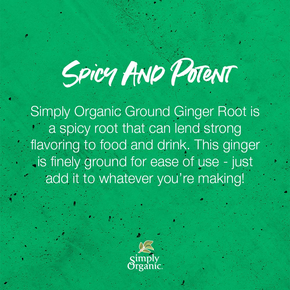 Simply Organic Ground Ginger Root, Certified Organic | 1.64 Oz | Pack Of 3 | Zingiber Officinale Roscoe