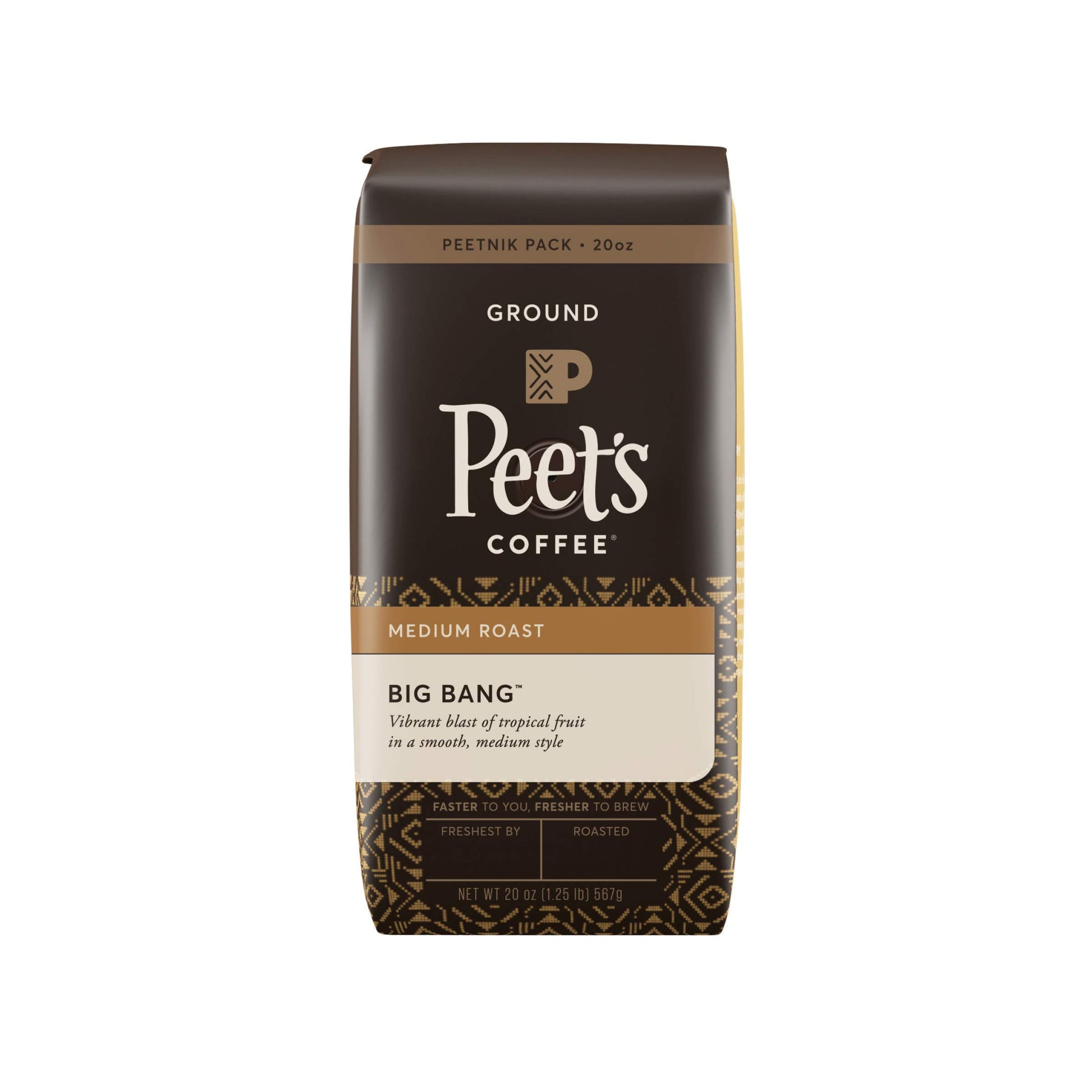 Peet'S Coffee Big Bang, Medium Roast Ground Coffee, 20 Ounce Peetnik Pack