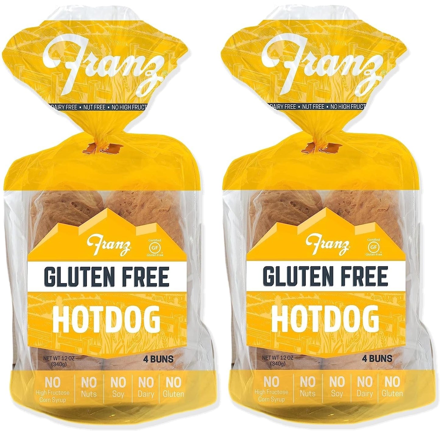 Franz Bakery Gluten Free Hot Dog Buns - 2 Pack (2 x 12oz)