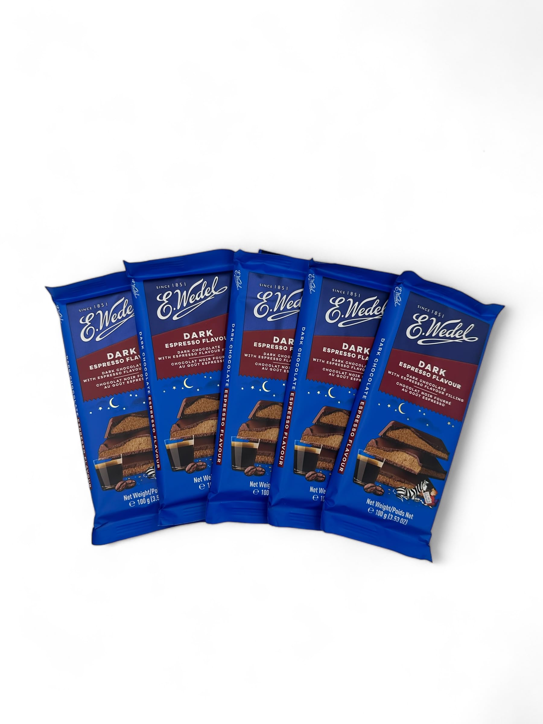 E.Wedel Espresso Flavored Dark Chocolate Bars (Pack Of 5)  Full Size