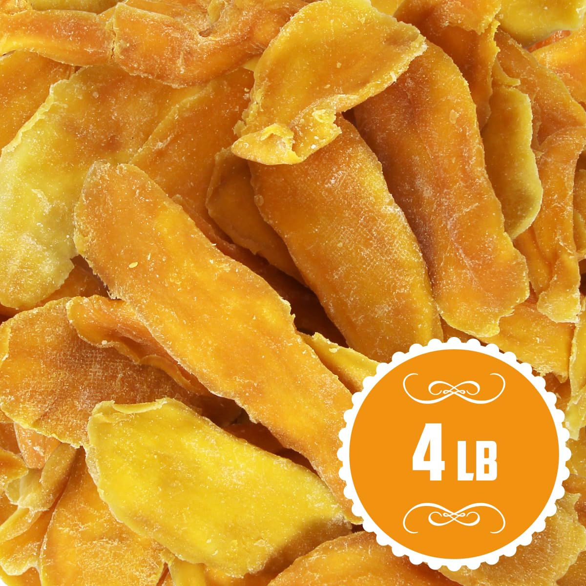Dried Mango Slices - 4 Pound Bulk Pack, Soft & Juicy Sweet Dried Mango Healthy Snack, Delicious Texture, Chewy Ripened Mangos Dr