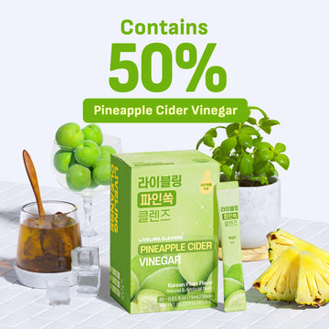 LIVELING Pineapple Cider Vinegar Drink Sticks, Korean-Plum Flavor, Sugar-Free, Low-Calorie, 30 Pack, 0.51 Fl Oz Each