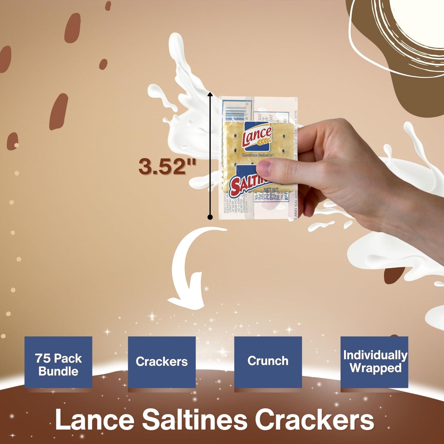 The Grocery Guys Lance Saltines  ers, Individually Wrapped, 75 Packs, 2  er Pouches Each, Ideal for Snacks & Dips